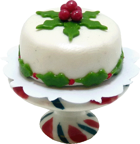 Christmas Cake on Ceramic Cake Stand