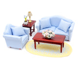 Living Room Set, Four Piece, Blue