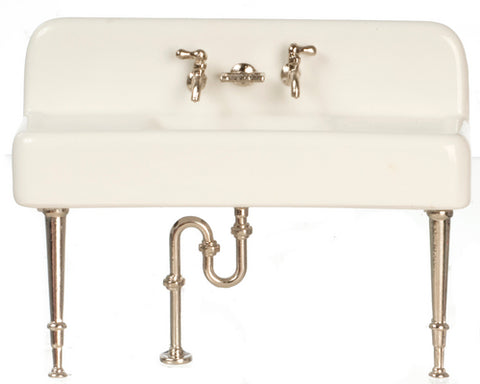 Sink, Porcelain with Metal Legs, Unassembled