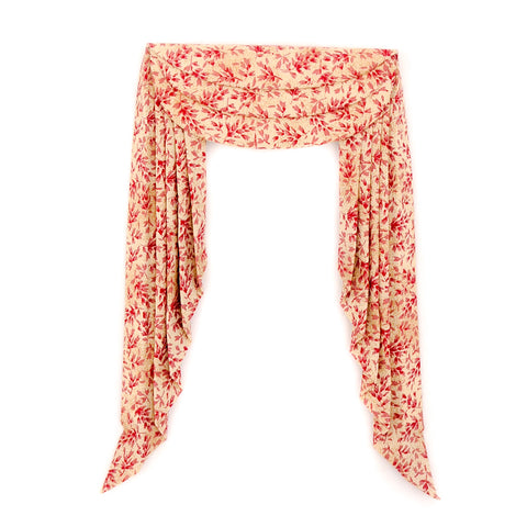Swag Drape, Red and Beige Chintz