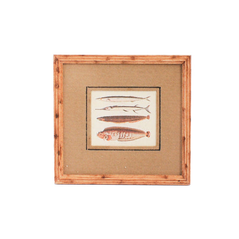 Fish Print C, Matted and Framed