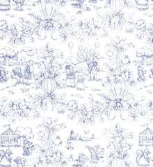 Playland Toile Lilac Wallpaper