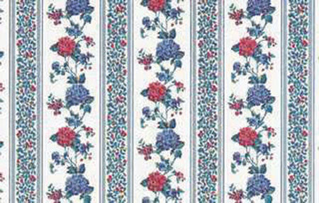 Copy of Kismet Stripe  Wallpaper, Burgundy and Blue Florals
