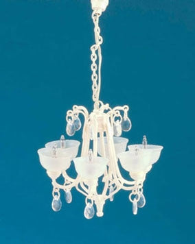 Contemporary Crystal Drop Chandelier, White
