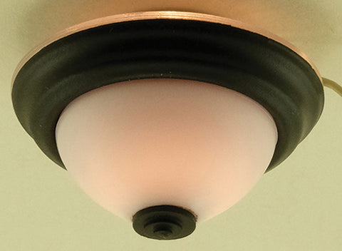 Ceiling Light, Flush Mount, Frosted With Black, Electrified