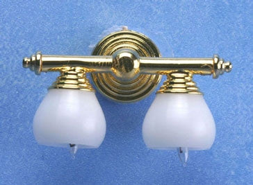 BRASS DOUBLE WALL LAMP W/WHITE SHADE 12V