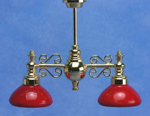 Billiard Lamp with Red Shades, Electrified