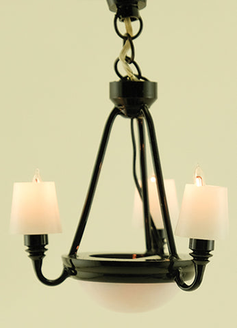 Black Americana Chandelier with shades, 12 volt