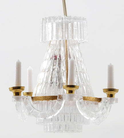 Brass and Faux Crystal Chandelier, Economy Price, Electrified