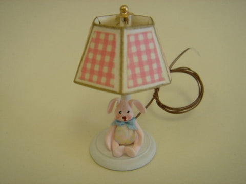 Lamp with Bunny, Pink Check