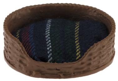 Dog Bed, Oval, Brown and Plaid