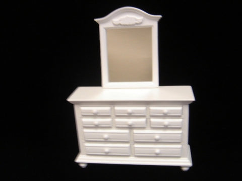 Chest of Drawers with Mirror, White