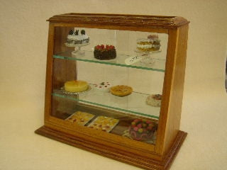 Store Display Case With Real Glass, Walnut Finish