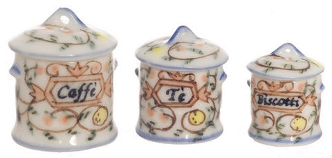 3pc Hand Painted Canister Set, Round