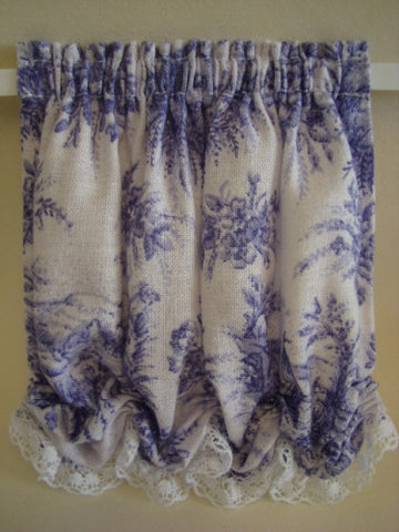 Balloon Curtains, Purple and White Toile