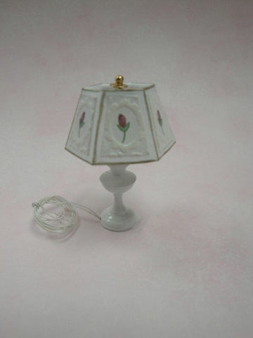 Table Lamp, White with Fleur de Lis