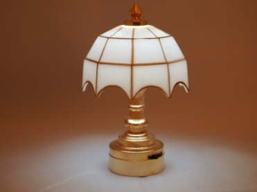 Tiffany Table Lamp, White Shade, Battery Powered