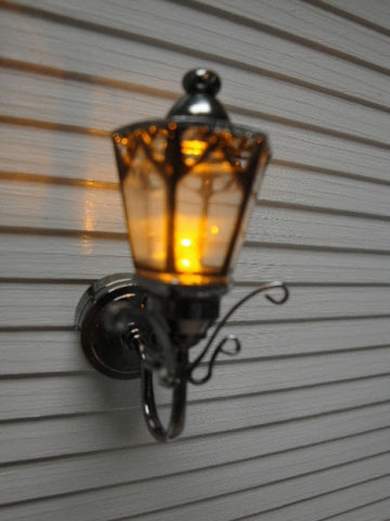 Coach Lamp, Dark Metal, with Fancy Details,  Battery Powered