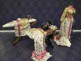 Sewing Set, Three Piece Pink Cotton Chintz