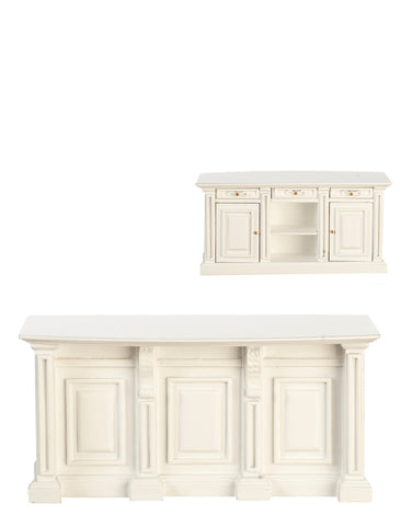 Formal Kitchen Island, White Finish