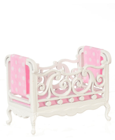 Crib, White with Pink Fabric