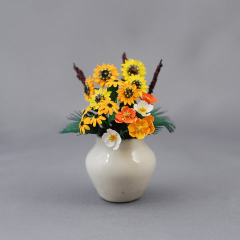 Porch Pot with Sunflowers, Black Eyed Susan and Poppies