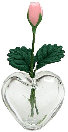 Heart Shaped Bud Vase W/Pink Rose