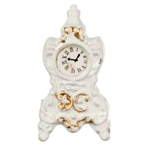 Mantle Clock, White and Gold