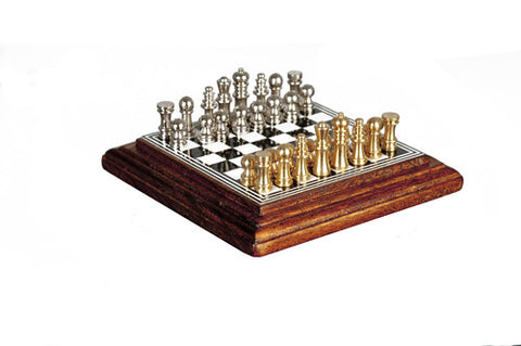 Chess Board with Chess Pieces, Walnut Finish