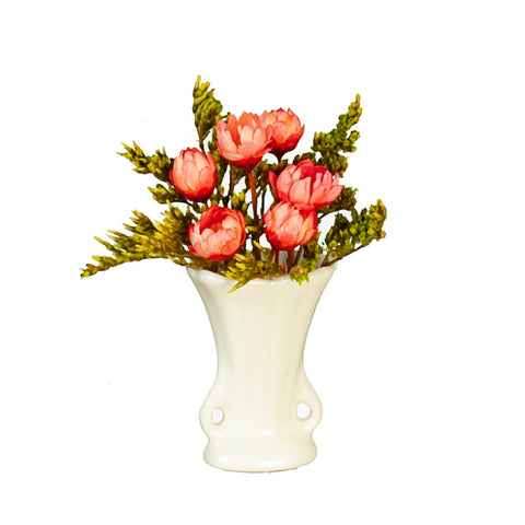 Pink Flower Arrangement in White Vase