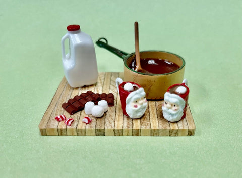 Hot Cocoa Prep Board with Santa Mugs