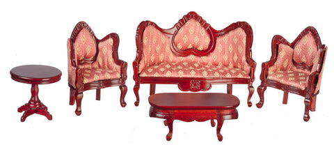 Victorian Living Room Set, Mauve and Mahogany