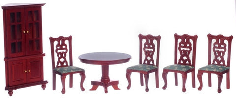 Dining Room Set, Round Table, Corner Cabinet, Mahogany