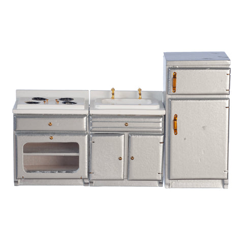 Modern Appliance Set, Silver and White