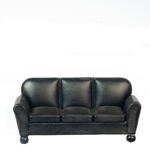Leather Sofa, Black, Right Sized