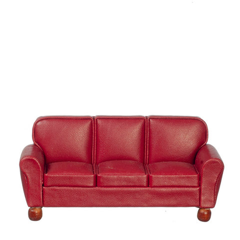 Leather Sofa, Burgundy, Right Sized