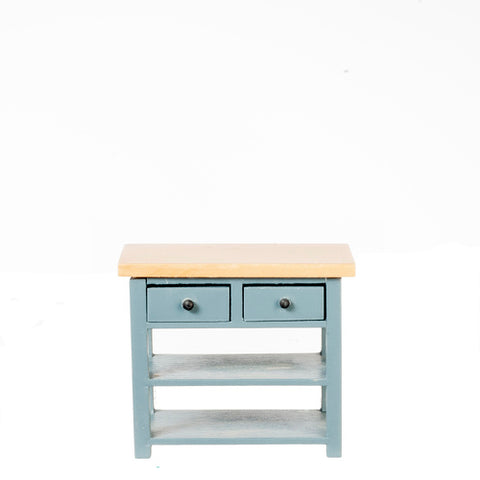 Small Table, Blue & Oak