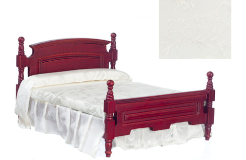 Double Bed, Mahogany and White Silk