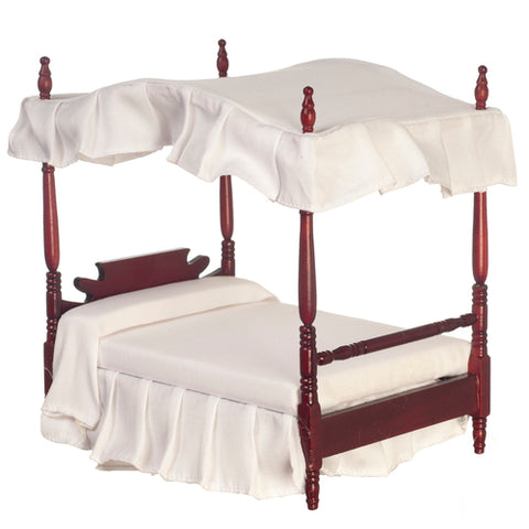 Canopy Bed, Mahogany with White Linens