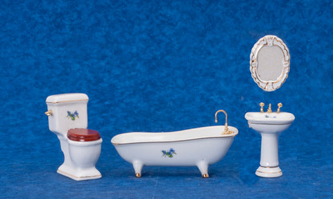 Bathroom Set, Porcelain with Flowers