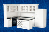 Four Piece Kitchen Set, White with Black