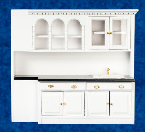 Kitchen Sink Wall Unit, White with Black