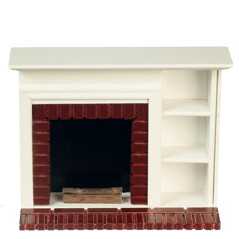 Fireplace with Book Shelves, White Finish