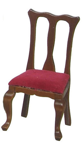 Dining Room Side Chair, Walnut and Burgundy Velvet