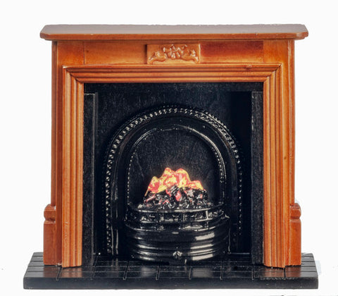 Fireplace, with Coal Fire, Walnut