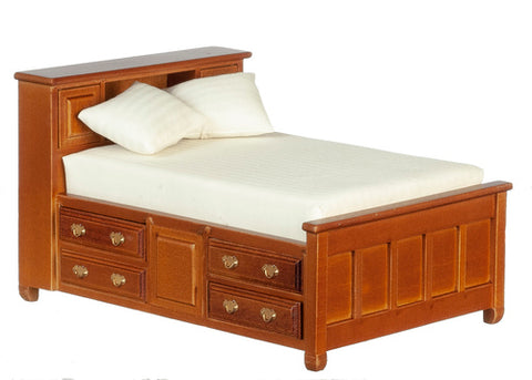 Platform Bed with Drawers, Walnut Finish