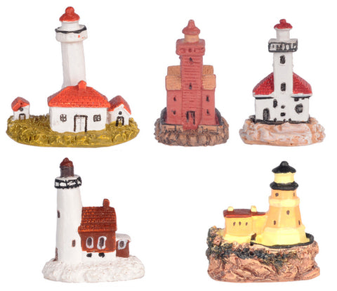 Set of Four Mini Resin Lighthouses, ON BACKORDER