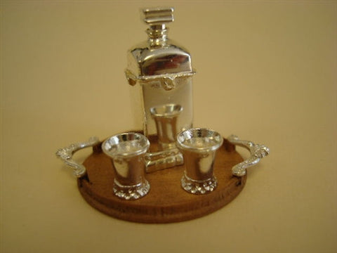 Taller Targioni Tray with Silver Decanter Set