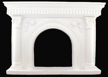 Fireplace, Arched White Resin Cast