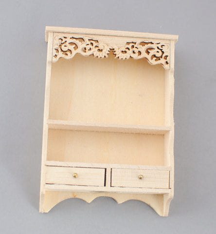 Wall Shelf with Fancy Trim and Two Drawers